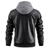 Men's Slim Fit Hooded PU Leather Motorcycle Jacket for Autumn and Winter - Windproof Detachable Hat Casual Biker Outerwear with Zipper Closure