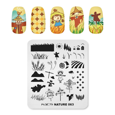 Nature-Inspired Nail Art Stamping Plate - Stainless Steel DIY Manicure Tool with Leaf and Umbrella Patterns for Stunning Nail Designs