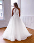 Customized A-Line Boho Wedding Dresses with Organza High Neck Crystals Bridal Gowns with Pockets