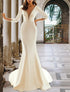Flavinke Customized Sexy Women's Mermaid Wedding Dresses V-Neck Backless Long Sleeve Bridal Dress