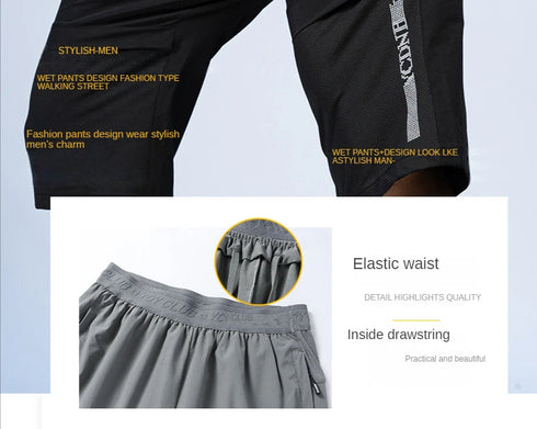 Men's Summer Shorts Breeches Light Long Calf Length Bermuda Quick Dry Elastic Waist Band