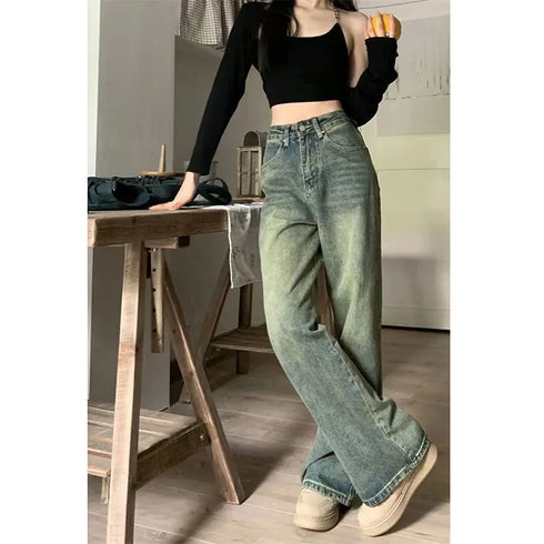 Vintage Wide Leg Jeans for Women - Stylish Casual Trousers Perfect for Spring Streetwear, Loose Fit High Waist Denim Pants Ideal for Effortless Wide Leg Jeans Outfit Inspirations
