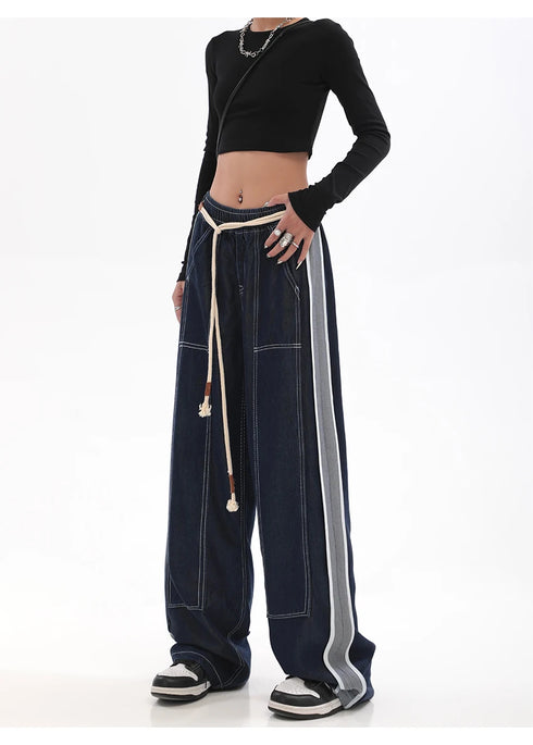 Womens Baggy Denim Jeans - High Waist Straight Leg Streetwear Trousers for Effortless Fall Outfits with Jeans, Perfect for Any Season