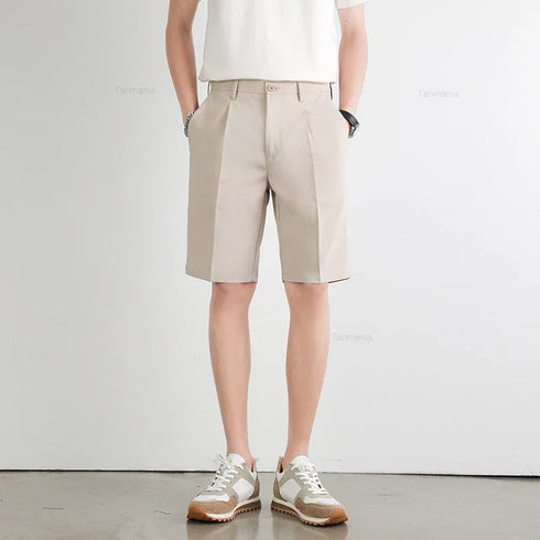 Summer Men's Suit Shorts Solid Color Business Casual Knee-length Pants