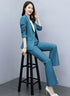 Elegant Women's Blazer and Wide Leg Trouser Suit Set - Classy Two Piece Outfit with Flare Pants for Office and Formal Occasions
