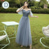 Elegant Off Shoulder Tulle A Line Dress Bridesmaid Dress With Appliques Lace Up Bridal Gown
