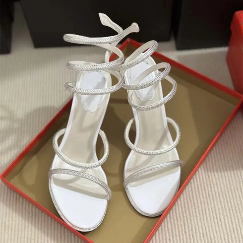 Rhinestone Snake Stiletto Gladiator Sandals For Wedding