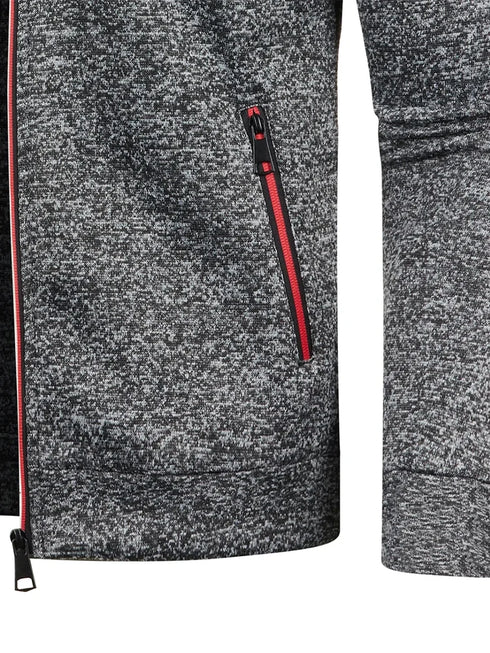Men's Casual Long Zipper Jacket for Autumn and Winter – Thick, Comfortable Outerwear with Turtleneck and Pockets