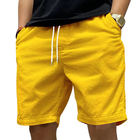 Trendy Retro Corduroy Men's Casual Work Shorts for Summer