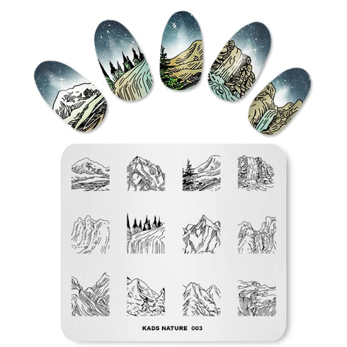 Nature-Inspired Nail Art Stamping Plate - Stainless Steel DIY Manicure Tool with Leaf and Umbrella Patterns for Stunning Nail Designs