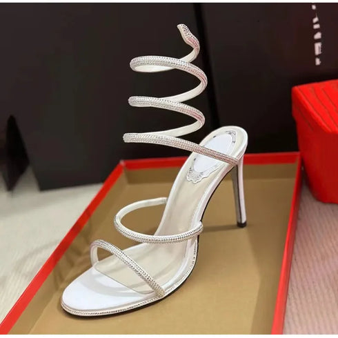 Rhinestone Snake Stiletto Gladiator Sandals For Wedding