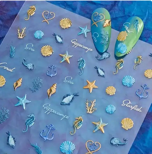 3D Nail Art Stickers with Daisy, Cherry Blossom, Petals, Leaves, and Butterflies for Spring and Summer Manicure Decoration Tips - Slider Style Nail Polish Accessories