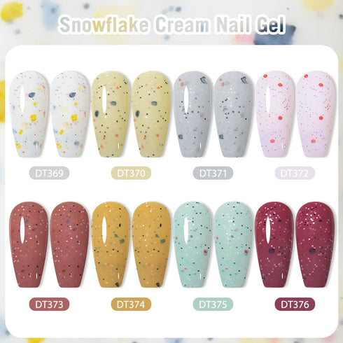 Milky White Snowflake Cream Gel Nail Polish with Pink Glitter Sequins for Stunning Fall Nail Art Design - Soak Off UV LED Varnish for Lasting Beauty