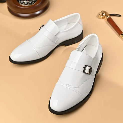 Italian Buckle Loafers for Men Stylish Leather Casual Dress Shoes for Business and Leisure