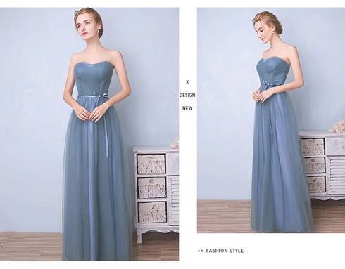 Elegant Sleeveless Tulle A-Line Bridesmaid Dress With Satin Belt And Lace Up Bow For Weddings