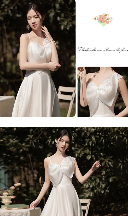 Bridesmaid Dress Floor Length Jersey Gown With Ruched Bow Sweetheart Neckline For Wedding Party Dress
