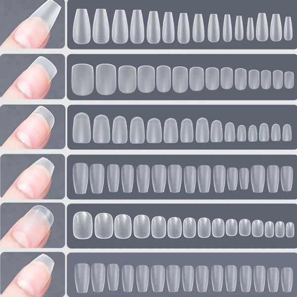 120pcs Transparent Press-On Nails with T-Shaped Water Drop Design - Short Acrylic Full Nail Tips for Autumn and Spooky Season Nail Art