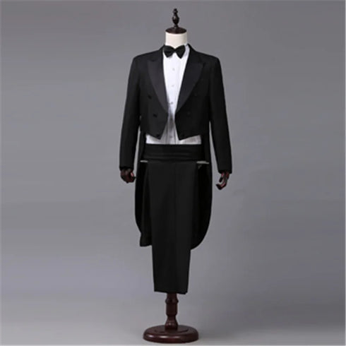 Sophisticated Tailcoat Suit for Performers - Stylish Casual Stage Jacket for All Seasons