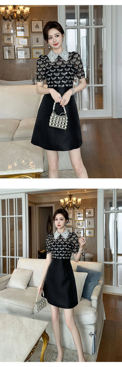 Summer Sweet Black Formal Occasion Short Dress Women Clothes Elegant Luxury A-Line Mini Party Prom Dresses