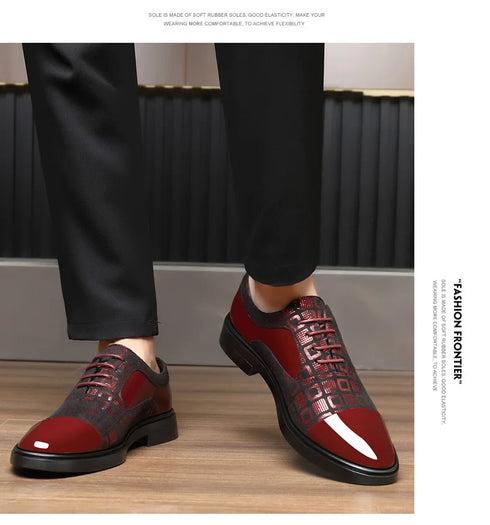 Elegant Men's Dress Shoes for Formal Occasions - Stylish PU Leather Slip-On Business Footwear for Weddings and Parties