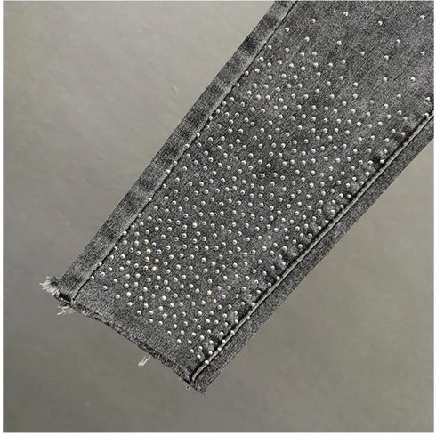 Women's Slim Fit Pencil Jeans - Casual Medium Stretch Denim Trousers with Vintage Wash & Pocket Details for Stylish Fall Outfits