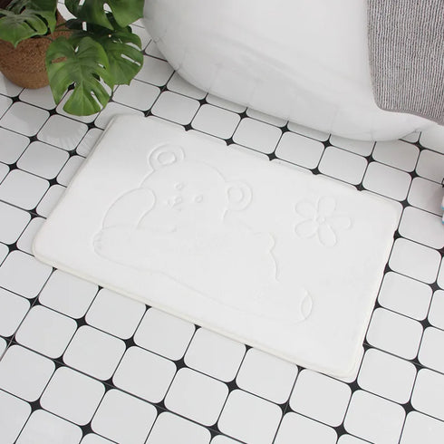 Cobblestone Embossed Non-Slip Bath Mat Memory Foam Carpet for Bathroom Shower Room Doormat