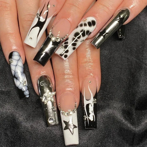 Charming 3D Flower Press on Nail Art with Cute Leopard Print Design - Stylish Almond Shape Ballet False Nails for Daily and Vacation Manicure