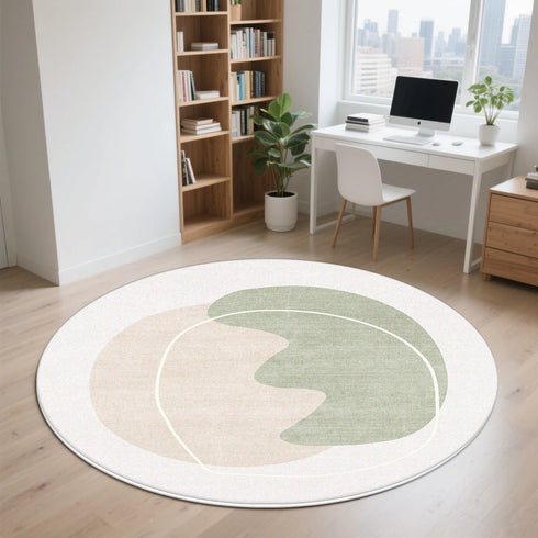 Modern Style Round Carpet Thickened Anti Slip Mat Soft Fluffy Decor Rug