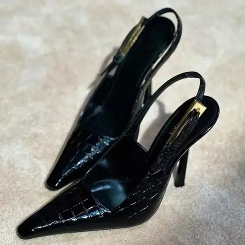 Pointed Stiletto Heels Women Pumps Patent Leather Elegant Office Shoes