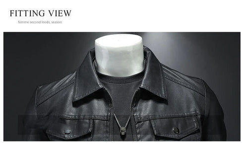 Autumn Oversized Slim Men's Motorcycle Riding Suit - Thickened Waterproof PU Leather Jacket for Casual Wear