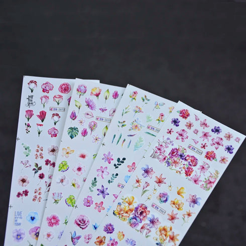 12 Floral Patterns Summer Nail Water Decals - Daffodils, Lilies, and Tulips for Stunning Nail Art Transfers and DIY Manicure Accessories