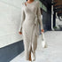 Women Knitting Loungewear Maxi Dress Autumn Winter Party Dress