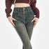 Ripped High Waist Flared Jeans For Women Retro Denim Trousers Casual Street Style Classic Fit