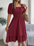 Women's Midi Dresses Casual Square Neck Ruffle Edge Dress