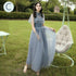 Elegant Off Shoulder Tulle A Line Dress Bridesmaid Dress With Appliques Lace Up Bridal Gown
