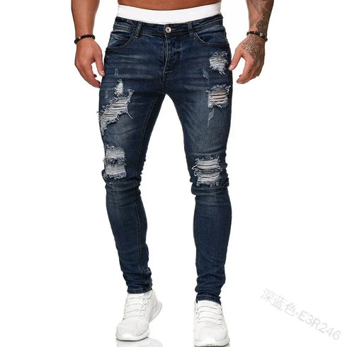 Ripped Slim Fit Denim Distressed Ankle Length Mens Jeans
