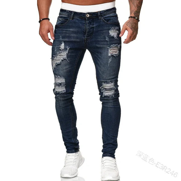 Ripped Slim Fit Denim Distressed Ankle Length Mens Jeans