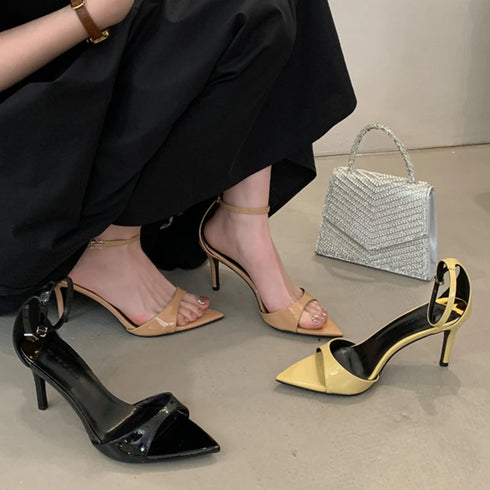Pointed Toe Ankle Strap Gladiator Heels For Women Sandal