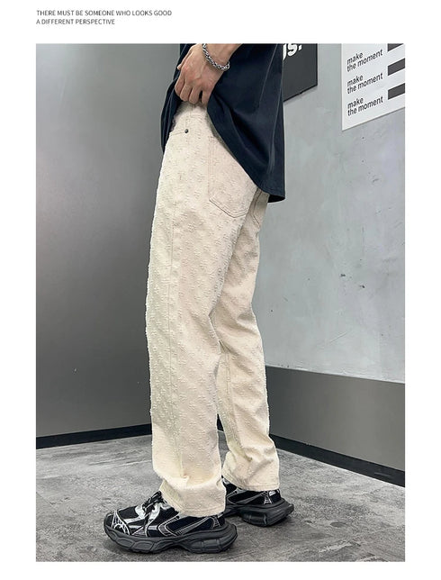 Black Men's Designer Jeans Straight Leg Baggy Denim Trousers