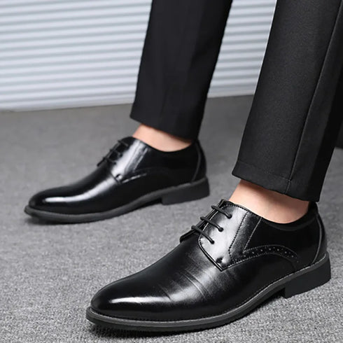 Men's Formal Dressing Shoes Leather Oxfords Pointed Toe for Office and Wedding