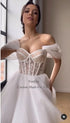 Simple Short Bride Wedding Dresses Appliques Lace Corset Gowns