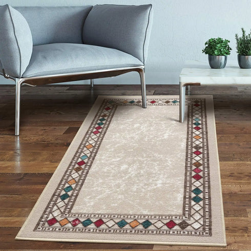 Modern Bordered Rugs for Living Room and Bedroom Decorative Area Carpet Non-slip Floor Mat