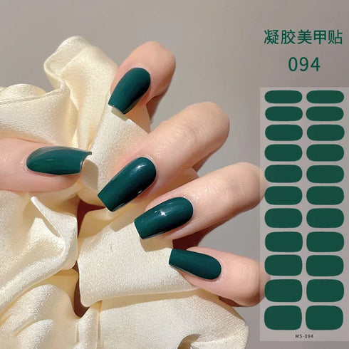 Waterproof Long Lasting Gel Nail Art Stickers for Stunning Full Cover Manicures - 9 Piece Set of Baking-Free Solid Color Decals