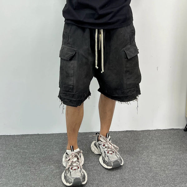 Ro Style Ribbons Streetwear Multi-pockets Cargo Shorts for Men