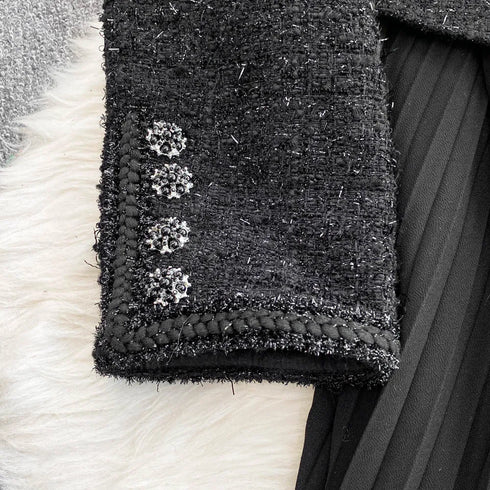Hepburn Elegant Long Tweed Dresses Women Autumn Party Luxury Robe