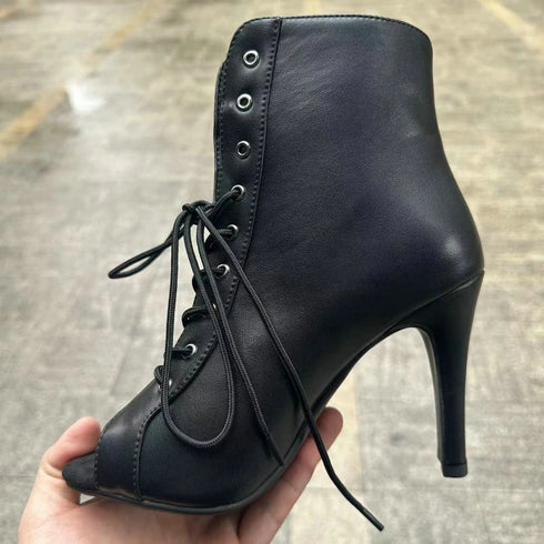 Sexy High Heels Hollow Mesh Sandals for Summer Fashion Comfort Peep Toe Stilettos Jazz Dance Female Shoes Plus Size