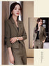 Chic Women's Office Suit Set: Long Sleeve Double Breasted Short Tops with Slim High Waisted Pencil Pants for Spring Fashion