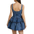 Chic Summer 3D Floral Denim Mini Dress Vintage A Line Halter Jean Fashion Clothing