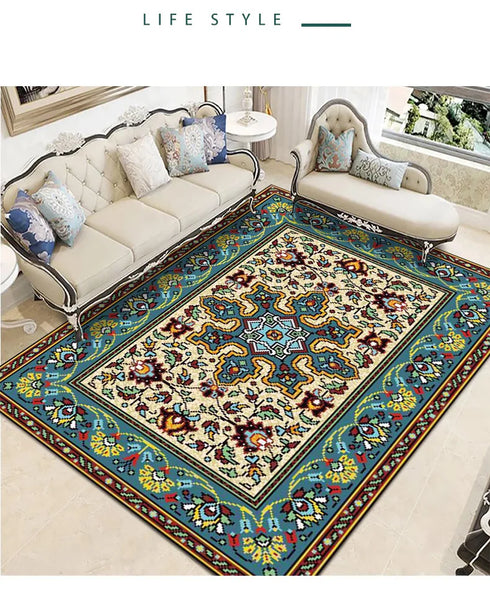 Retro Persian Carpet Blanket for Bedroom and Living Room Decor