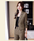 Chic Women's Office Suit Set: Long Sleeve Double Breasted Short Tops with Slim High Waisted Pencil Pants for Spring Fashion